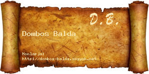 Dombos Balda névjegykártya